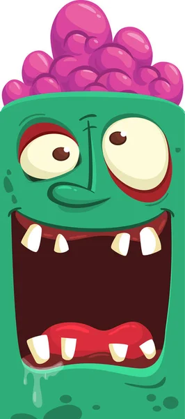 Cartoon Naštvaný Zombie Tvář Avatar Halloween Vektorové Ilustrace Legrační Zombie — Stockový vektor