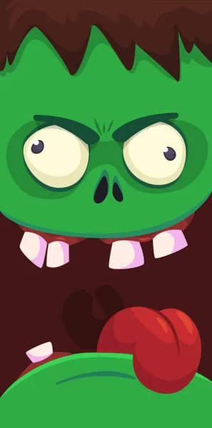 Karikatur Wütend Zombie Gesicht Avatar Halloween Vektor Illustration Von Lustigen — Stockvektor