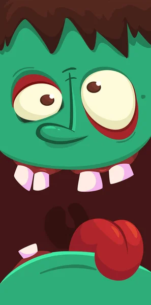 Cartoon Angry Zombie Face Avatar Halloween Vector Illustration Funny Zombie — Stock Vector
