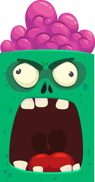 Мультфильм Злой Зомби Лицом Лицу Хэллоуин Вектор Иллюстрация Смешного Зомби — стоковый вектор
