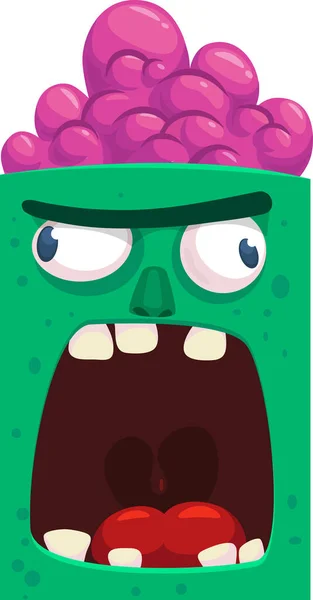 Dessin Animé Zombie Colère Visage Avatar Illustration Vectorielle Halloween Zombies — Image vectorielle