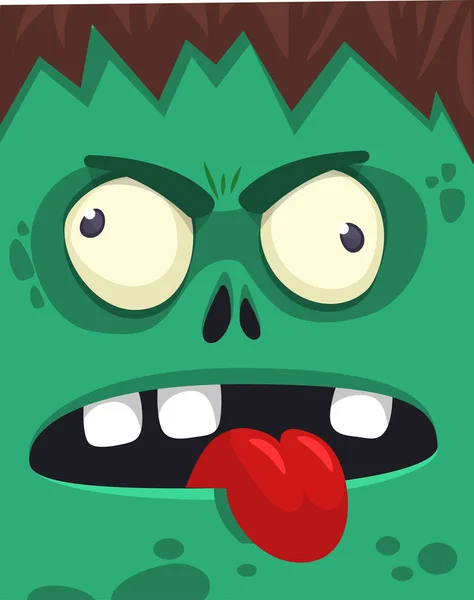 Kreskówkowy Wściekły Awatar Zombie Wektor Halloween Ilustracja Śmieszne Zombie Jęki — Wektor stockowy
