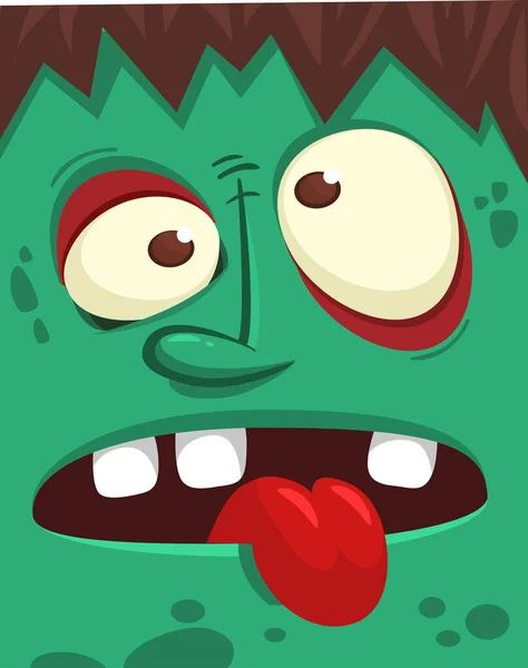 Karikatur Wütend Zombie Gesicht Avatar Halloween Vektor Illustration Von Lustigen — Stockvektor