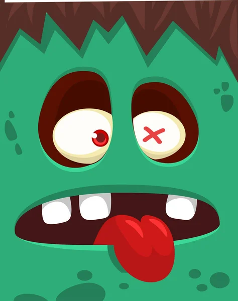 Desenhos Animados Com Raiva Zombie Rosto Avatar Ilustração Vetor Halloween — Vetor de Stock