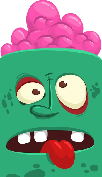 Tecknad Arg Zombie Ansikte Avatar Halloween Vektor Illustration Roliga Zombie — Stock vektor