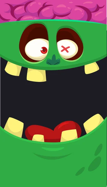 Мультфільм Сердитий Зомбі Обличчя Аватар Хеллоуїн Векторні Ілюстрації Смішного Зомбі — стоковий вектор