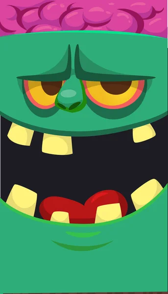 Dessin Animé Zombie Colère Visage Avatar Illustration Vectorielle Halloween Zombies — Image vectorielle