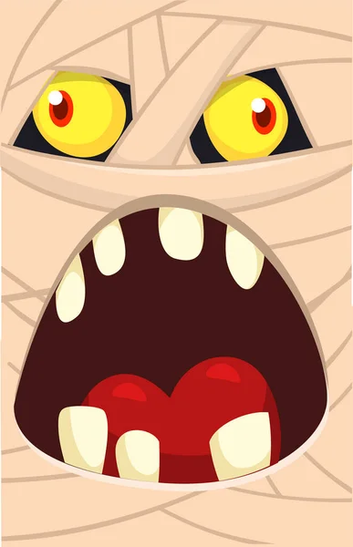 Vector Cara Momia Monstruo Dibujos Animados Miedo Lindo Avatar Cuadrado — Vector de stock