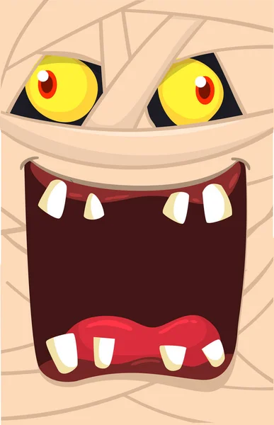 Scary Cartoon Monster Mummy Face Vector Cute Square Avatar Icon — Stock Vector