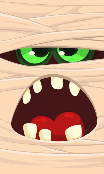Gruselige Cartoon Monster Mumie Gesicht Vektor Netter Quadratischer Avatar Oder — Stockvektor