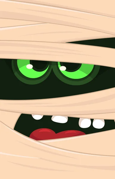 Skrämmande Tecknad Monster Mumie Ansikte Vektor Söt Fyrkantig Avatar Eller — Stock vektor