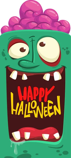 Cartoon Zombie Opened Mouth Blank Space Banner Text Vector Illustration — Stock Vector
