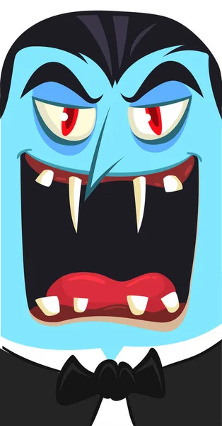 ハッピーハロウィン ドラキュラ フェイス アバター伯爵 かわいい漫画ヴァンパイアキャラクター 大きな口 フンジ フラットデザイン パッケージまたはパーティーのためのベクトルイラスト — ストックベクタ