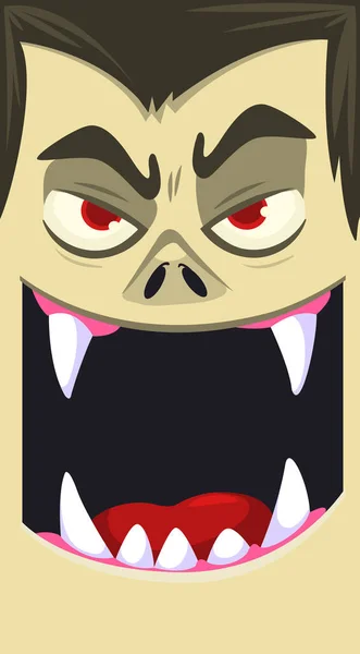 Fijne Halloween Graaf Dracula Staat Tegenover Avatar Leuke Cartoon Vampier — Stockvector