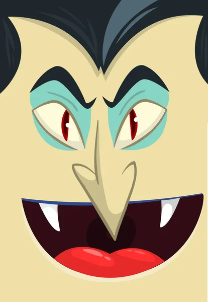 Fijne Halloween Graaf Dracula Staat Tegenover Avatar Leuke Cartoon Vampier — Stockvector