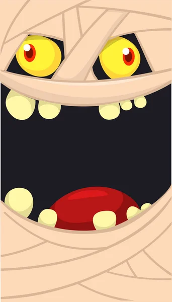 Gruselige Cartoon Monster Mumie Gesicht Vektor Netter Quadratischer Avatar Oder — Stockvektor