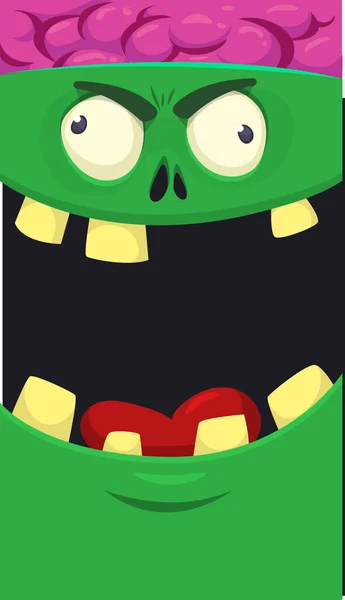Мультфильм Смешной Зеленый Зомби Дизайн Персонажа Страшным Выражением Лица Векторная — стоковый вектор