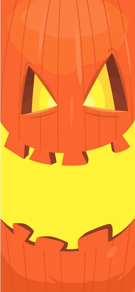 Testa Zucca Halloween Con Espressione Faccia Spaventosa Illustrazione Del Cartone — Vettoriale Stock