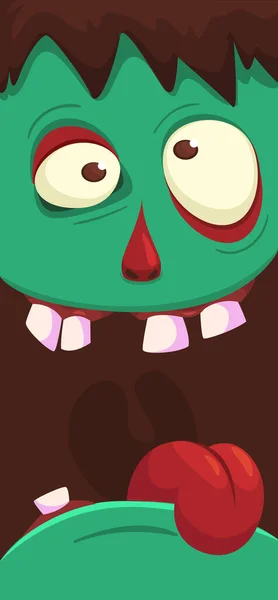 Мультфильм Смешной Зеленый Зомби Дизайн Персонажа Страшным Выражением Лица Векторная — стоковый вектор