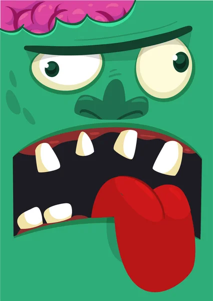 Desenhos Animados Engraçado Design Personagem Zumbi Verde Com Expressão Facial — Vetor de Stock