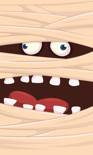 Effrayant Monstre Dessin Animé Momie Visage Vecteur Avatar Carré Mignon — Image vectorielle