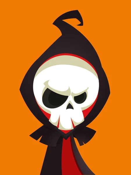 Caricature Faucheuse Sinistre Avec Faux Illustration Effrayante Personnage Mort Halloween — Image vectorielle