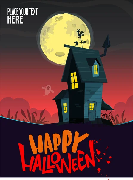 Comic Illustration Zum Spukhaus Halloween Vector Horror Unheimlich Villa Auf — Stockvektor