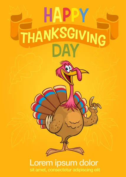 Cartoon Blij Leuke Thanksgiving Kalkoen Vogel Vector Illustratie Geïsoleerd Ontwerp — Stockvector