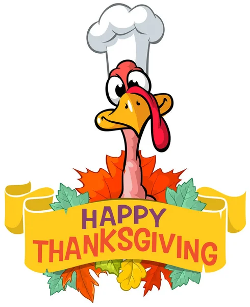 Cartoon Happy Cute Thanksgiving Turkey Bird Vector Illustration Isolated Design — Stock Vector