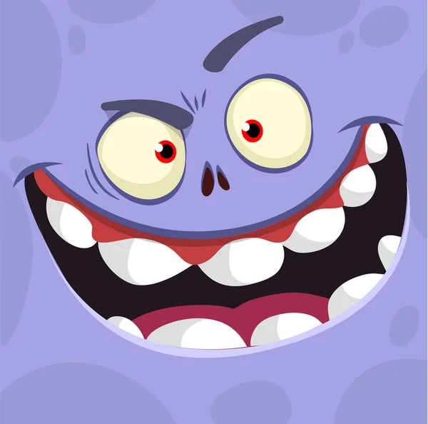 Funny Cartoon Monster Face Illustration Cute Happy Monster Expression Halloween — Stock Vector