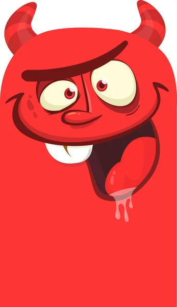 Funny Cartoon Devil Face Illustration Cute Happy Monster Expression Halloween — Stock Vector