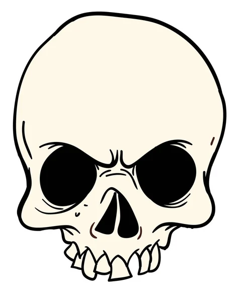 Cartoon Green Zombie Skull Reaper Design Scary Face Expression Halloween — Stock Vector