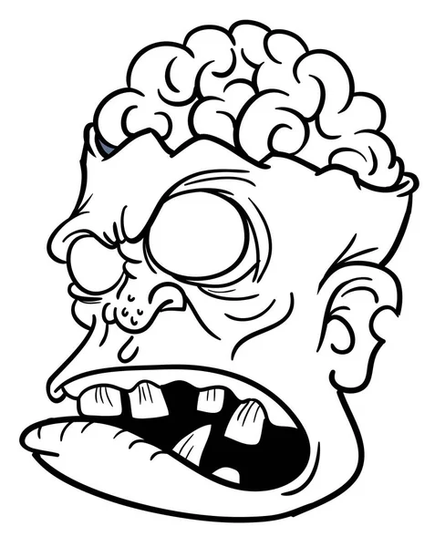 Cartoon Green Zombie Skull Reaper Design Scary Face Expression Halloween — Stock Vector
