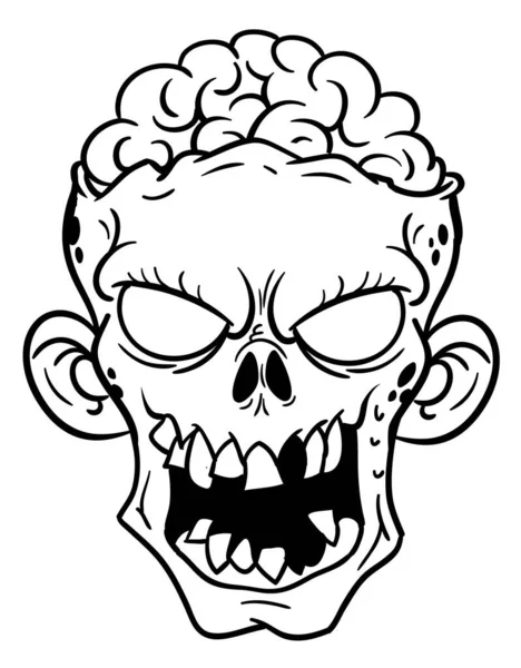 Dessin Animé Vert Zombie Crâne Faucheuse Conception Avec Expression Effrayante — Image vectorielle