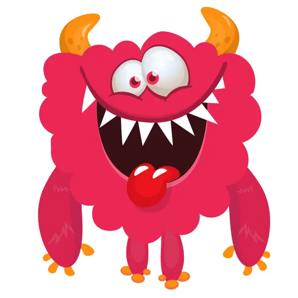 Felice Cartone Animato Personaggio Mostro Sorridente Illustrazione Creatura Aliena Carina — Vettoriale Stock