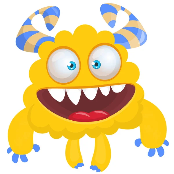 Funny Cartoon Smiling Monster Character Illustration Cute Happy Alien Creature — Stock Vector