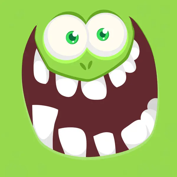 Funny Cartoon Monster Character Face Expression Illustration Cute Happy Alien — Stock Vector