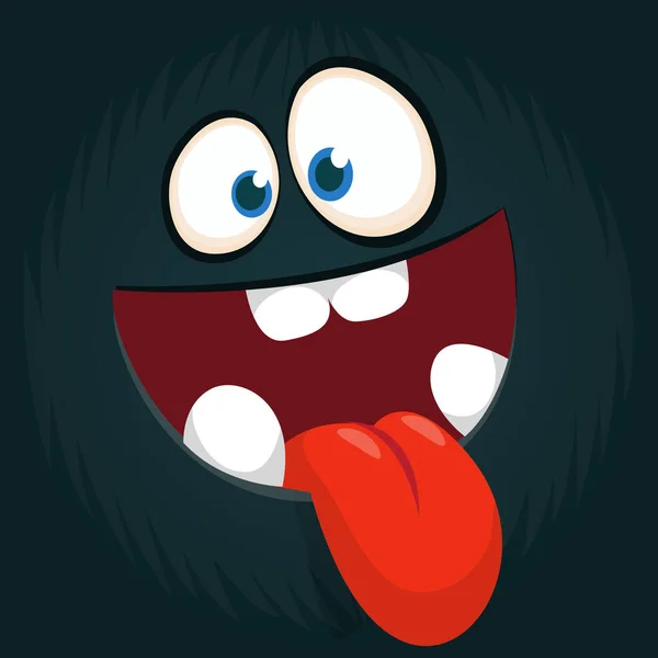 Funny Cartoon Monster Character Face Expression Showing Long Tongue Illustration — Stock Vector