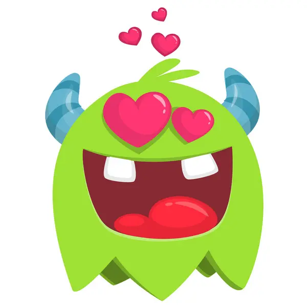 Desenhos Animados Engraçados Sorrindo Personagem Monstro Ilustração Criatura Alienígena Bonito — Vetor de Stock