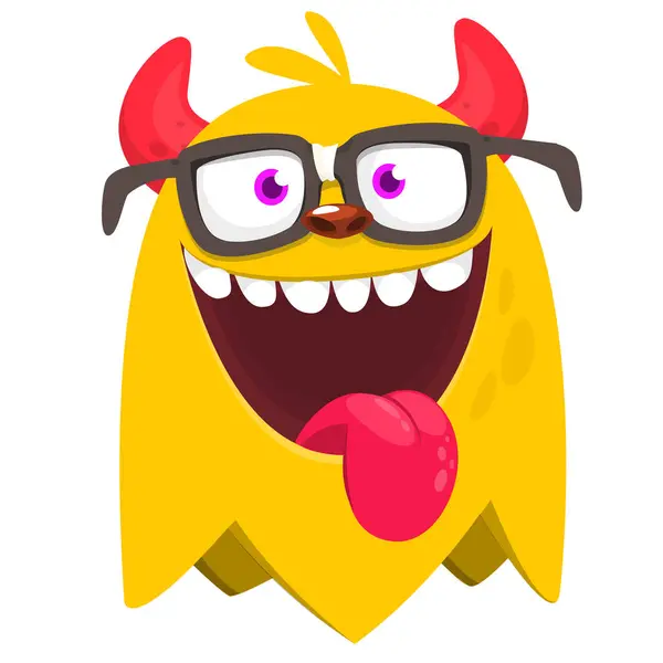 Funny cartoon smiling monster character. Illustration of cute and happy alien creature. Halloween design — Illustration Funny Cartoon Smiling Monster Character Illustration Cute Happy Alien Creature — Stock Vector