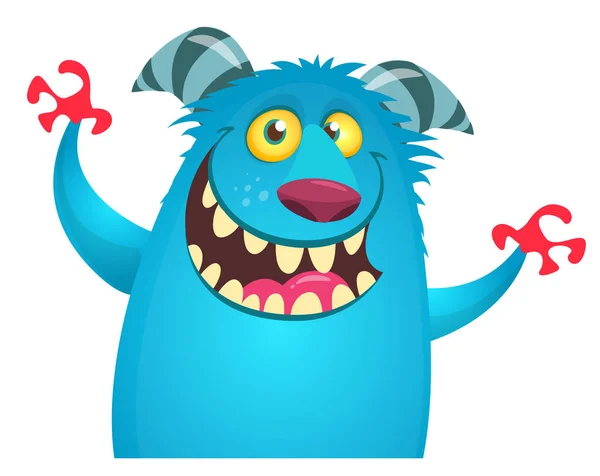 Funny Cartoon Monster Character Illustration Cute Happy Alien Halloween Vector — Stock Vector