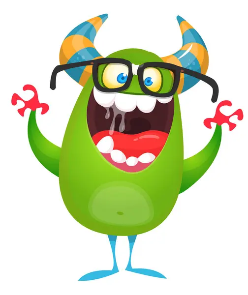 Funny Cartoon Monster Character Illustration Cute Happy Alien Halloween Vector — Stock Vector