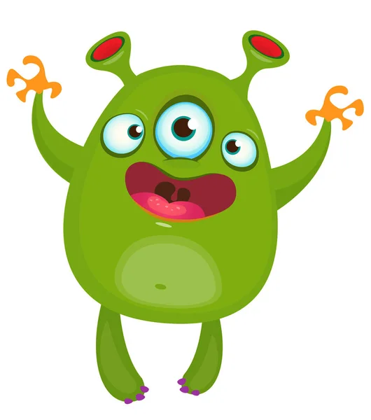 Funny Cartoon Monster Character Ilustrace Roztomilého Šťastného Mimozemšťana Halloween Vektorový — Stockový vektor