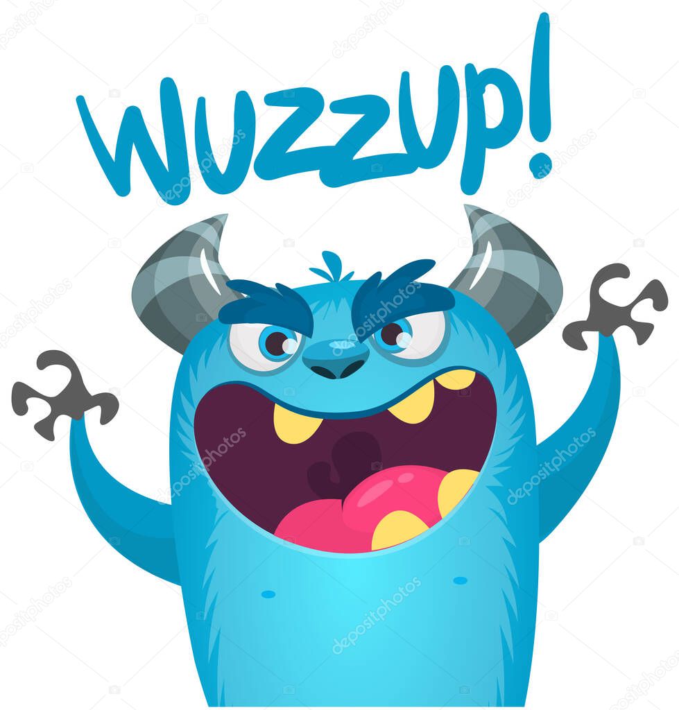 Funny cartoon monster character. Illustration of cute and happy alien. Halloween vector design isolated
