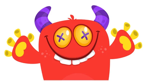 Funny cartoon monster character. Illustration of cute and happy alien. Halloween vector design isolated — Illustration Funny Cartoon Monster Character Illustration Cute Happy Alien Halloween Vector — Stock Vector