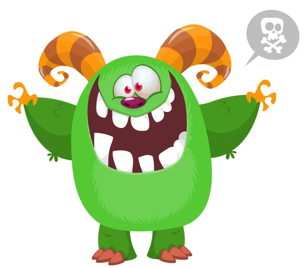 Rolig Tecknad Monster Karaktär Illustration Söt Och Lycklig Utomjording Halloween — Stock vektor