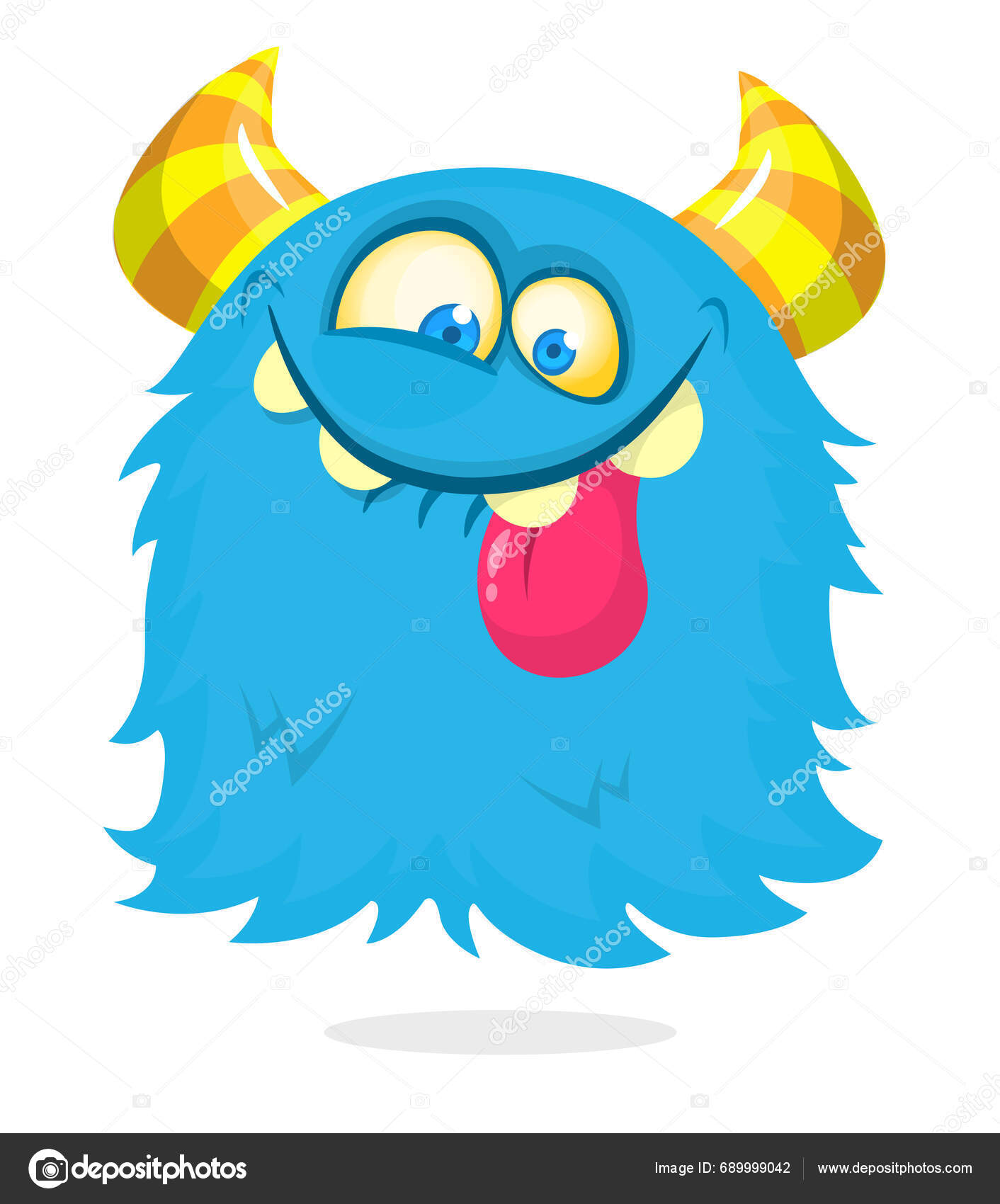Flying Monster Cartoon Style Long Tongue Sticking Out His Mouth Stock