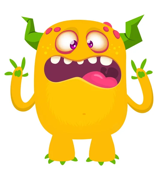 Angry Cartoon Monster Waving Hands Illustration — Stock Vector