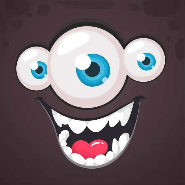 Cartoon Monster Face Vector Halloween Monster Illustration — Stock Vector