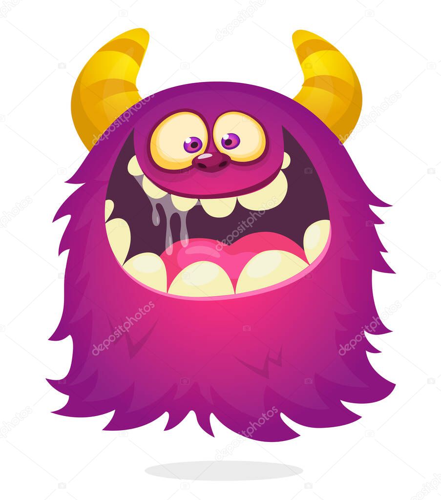 Funny cartoon flying monster. Halloween vector illustration. Great for package or party decoration.